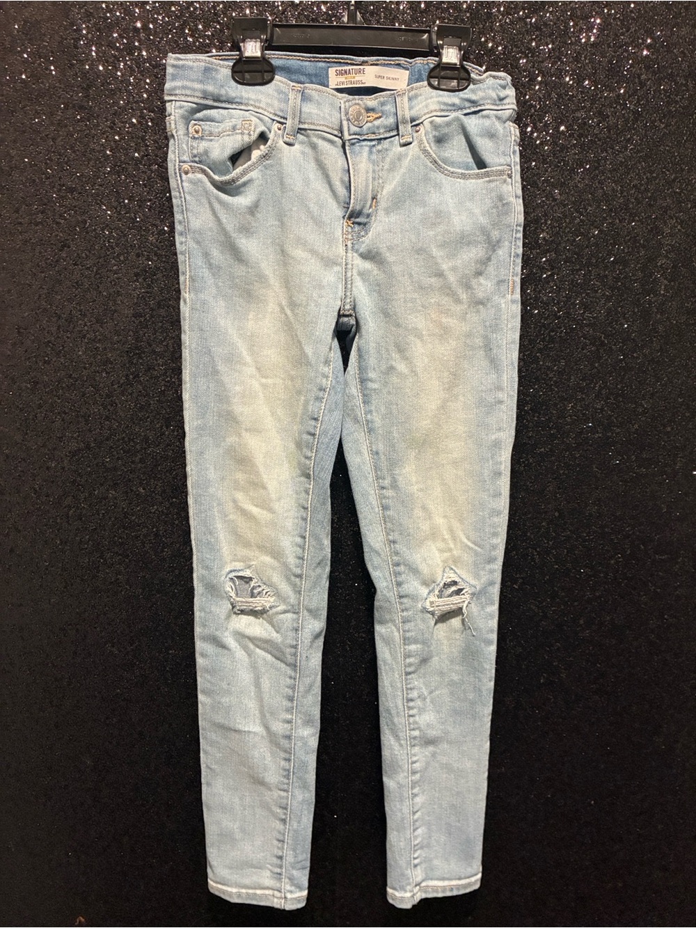Signature Light Wash Kids Distressed Super Skinny Jeans